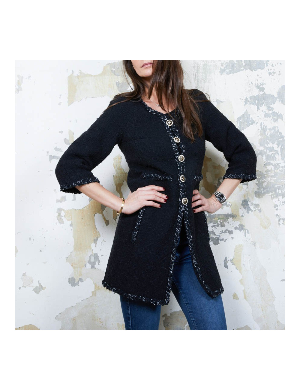 Veste CHANEL T 34 twedd noir 