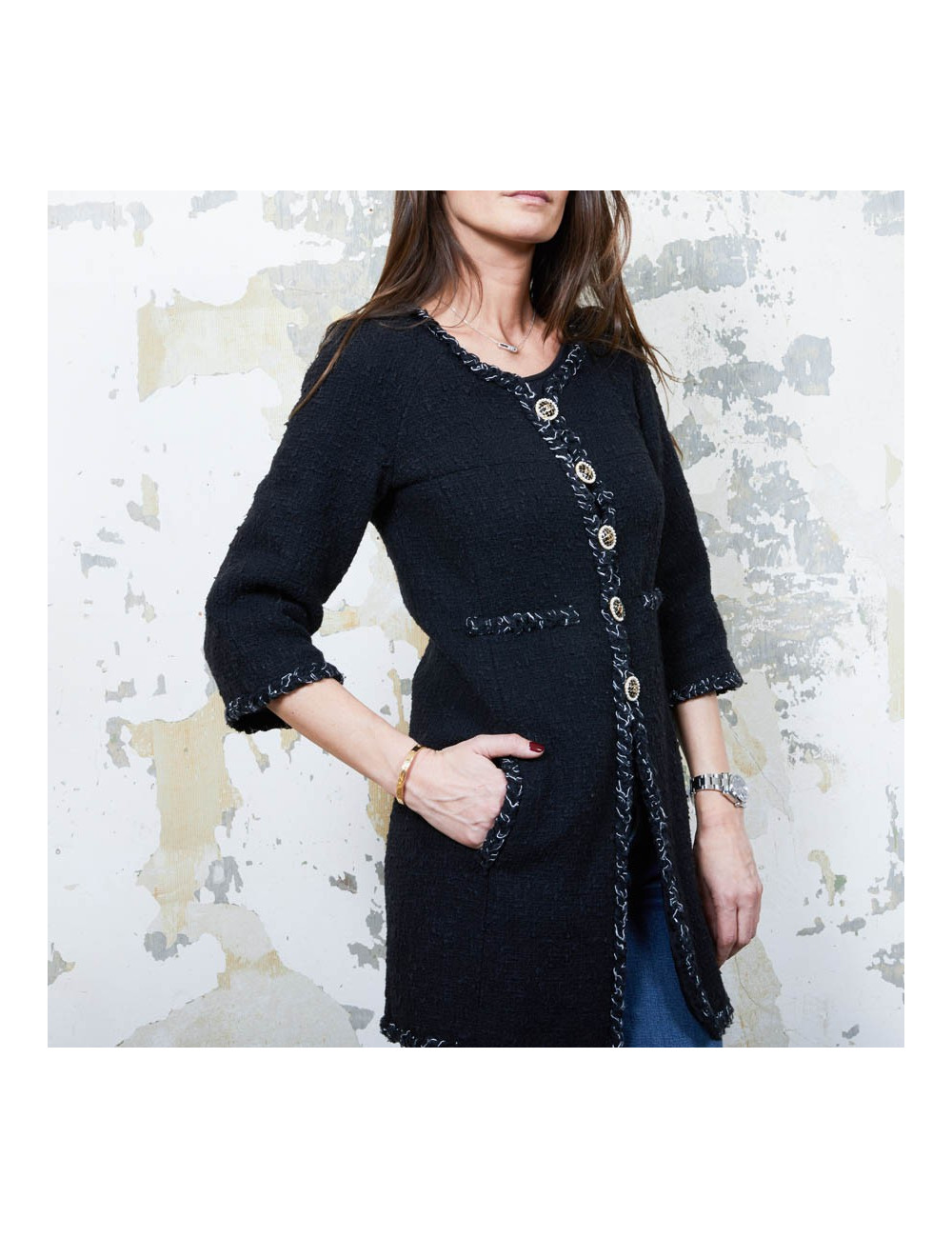 Veste CHANEL T 34 twedd noir 