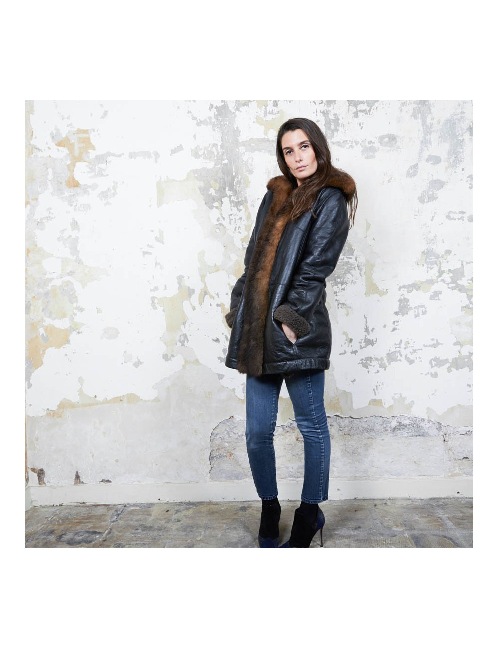 Veste BALENCIAGA peau retourné