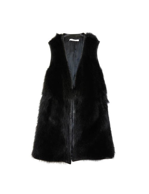 VESTE SANS MANCHES EN CUIR ET FRANGES