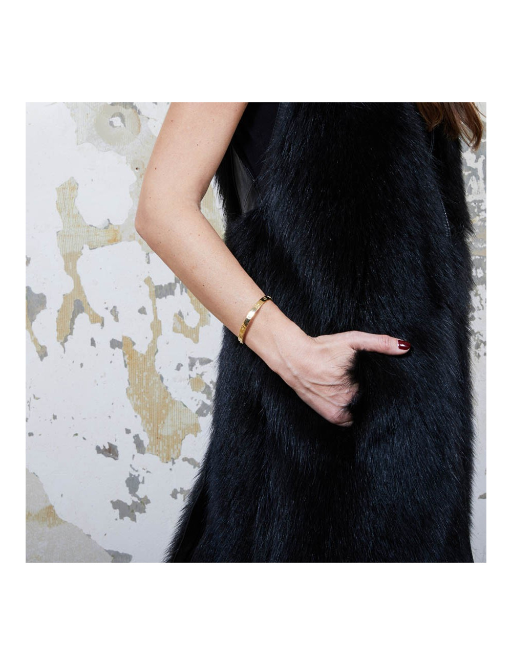 VESTE SANS MANCHES EN CUIR ET FRANGES