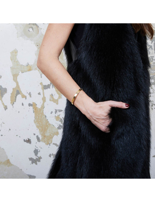 VESTE SANS MANCHES EN CUIR ET FRANGES