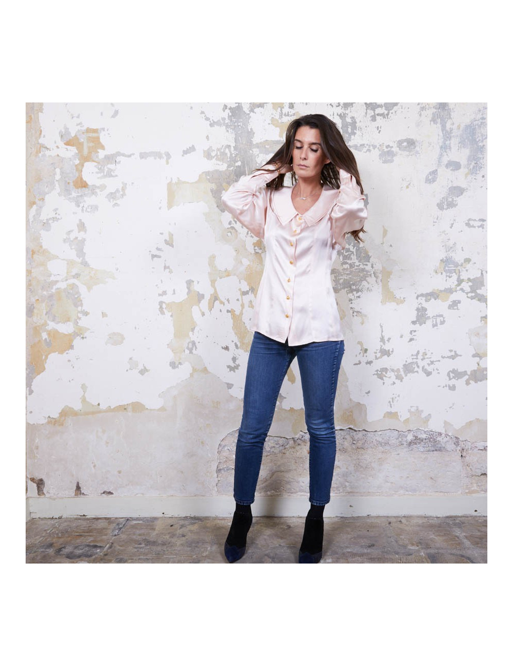 Blouse T  CHANEL soie rose Vintage