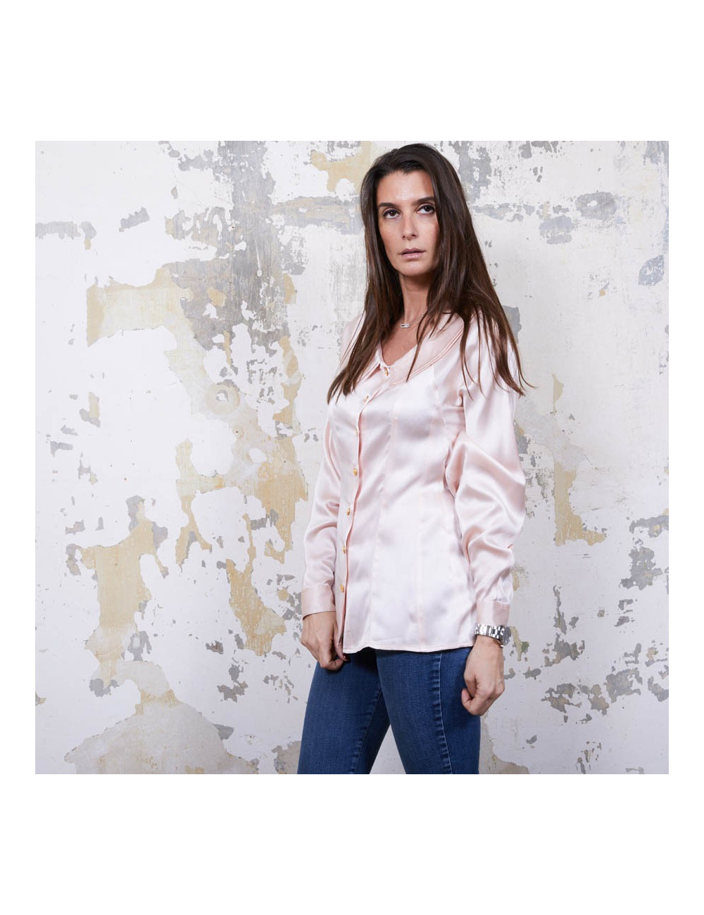 Blouse T  CHANEL soie rose Vintage