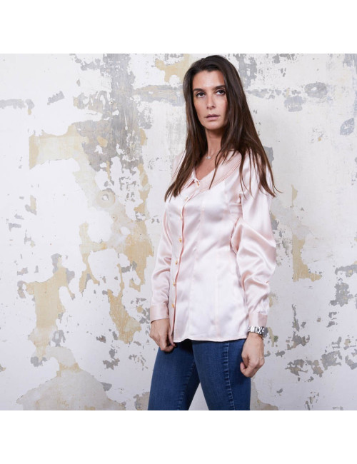 Blouse T  CHANEL soie rose Vintage