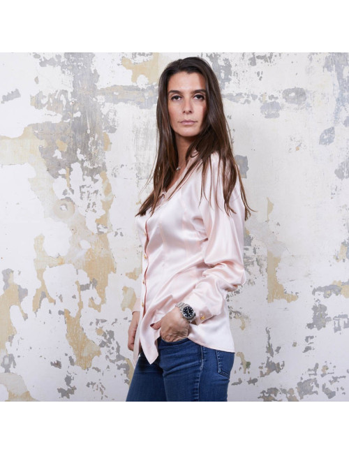 Blouse T  CHANEL soie rose Vintage