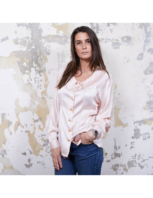Blouse T  CHANEL soie rose Vintage