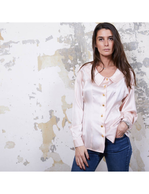 Blouse T  CHANEL soie rose Vintage