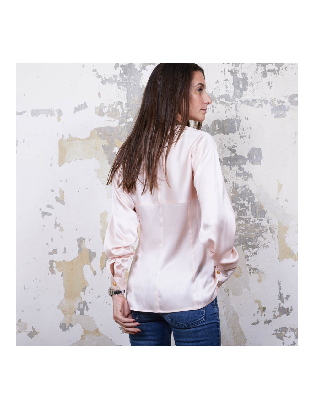 Blouse T  CHANEL soie rose Vintage