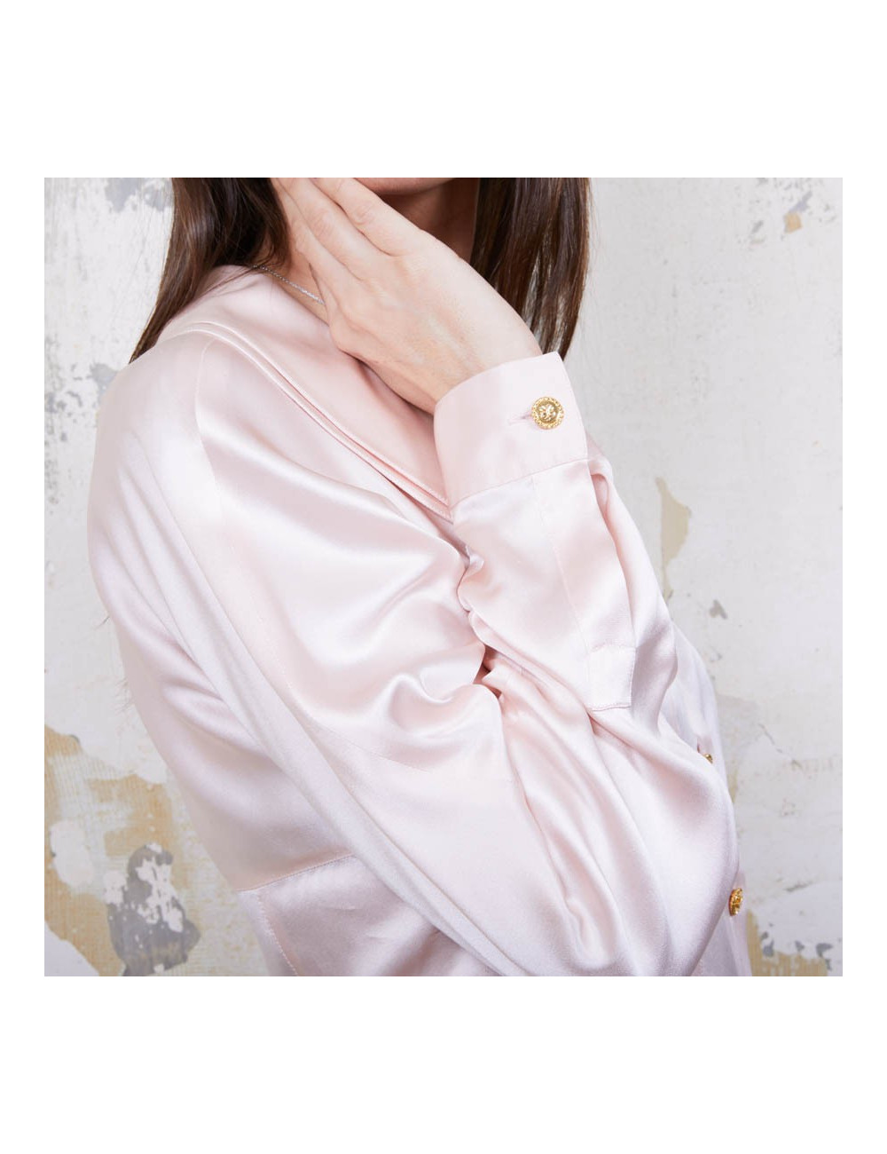 Blouse T  CHANEL soie rose Vintage