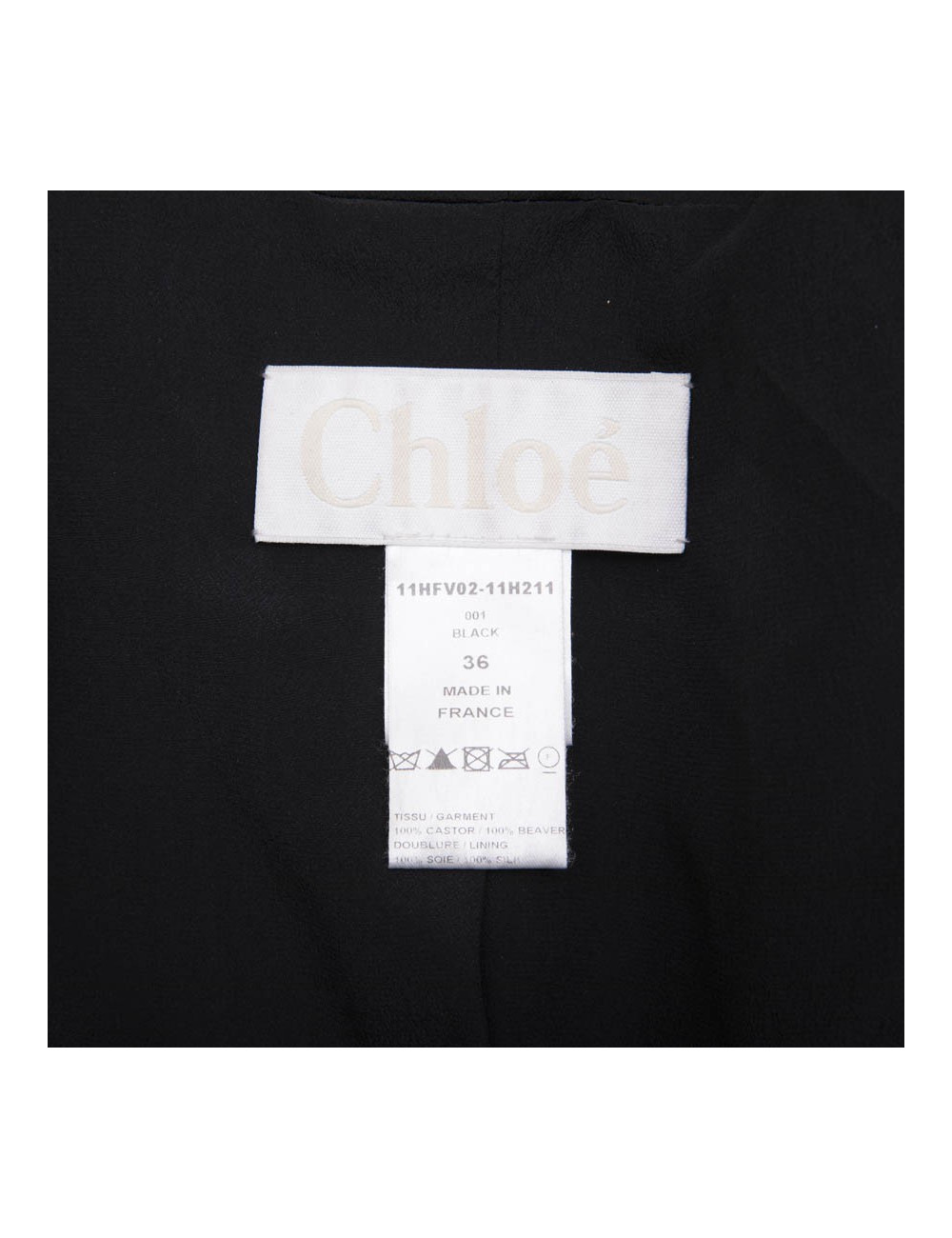 CHLOE hooded jacket in black shiny beaver fur size 38FR