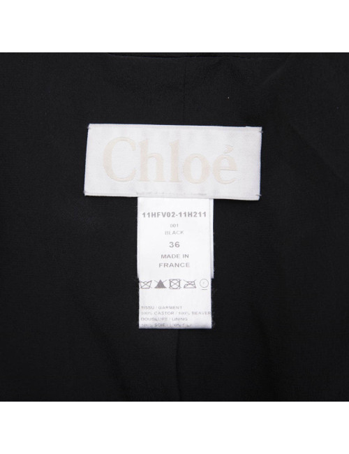 Veste T 38 CHLOE en Castor noir brillant