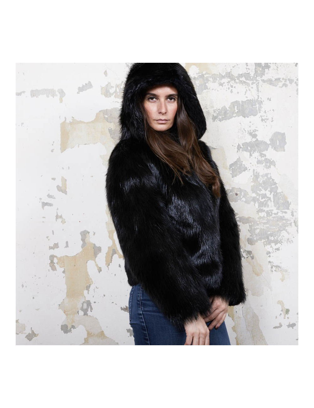 Veste T 38 CHLOE en Castor noir brillant