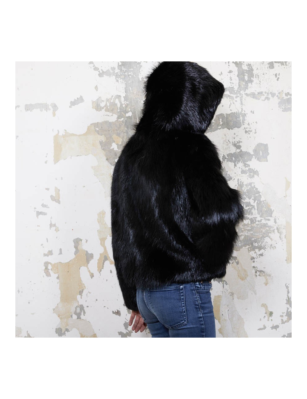 Veste T 38 CHLOE en Castor noir brillant