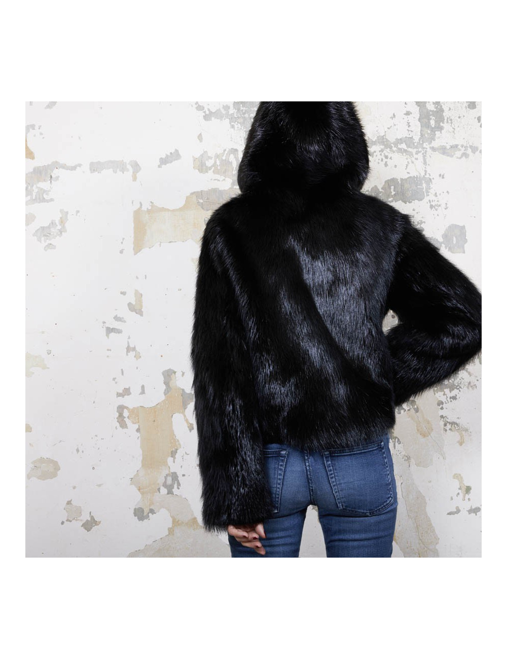 Veste T 38 CHLOE en Castor noir brillant