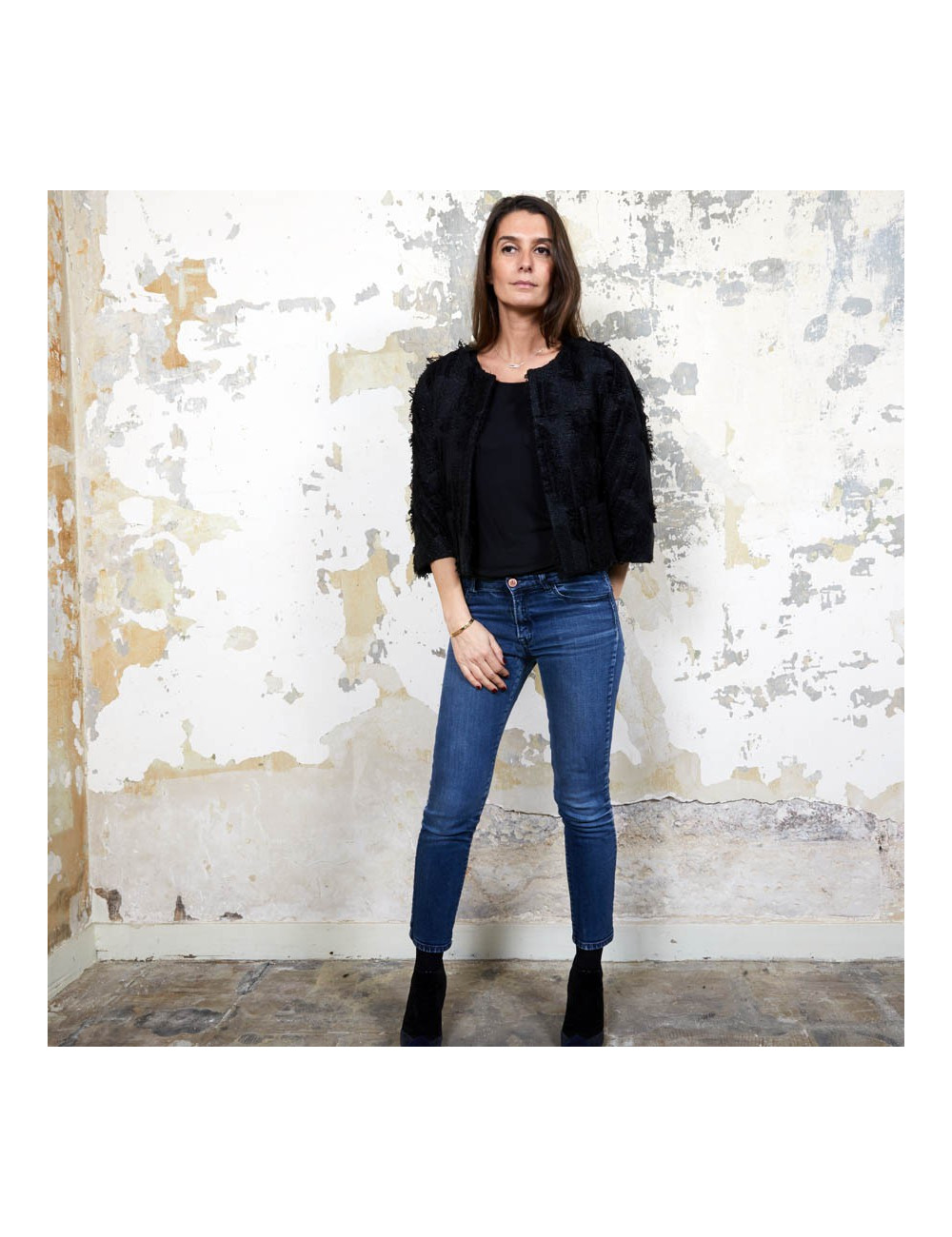 CHANEL short black jacket Size 38FR