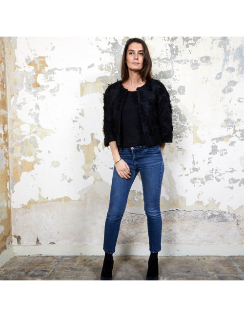 Veste courte T 38 CHANEL noir