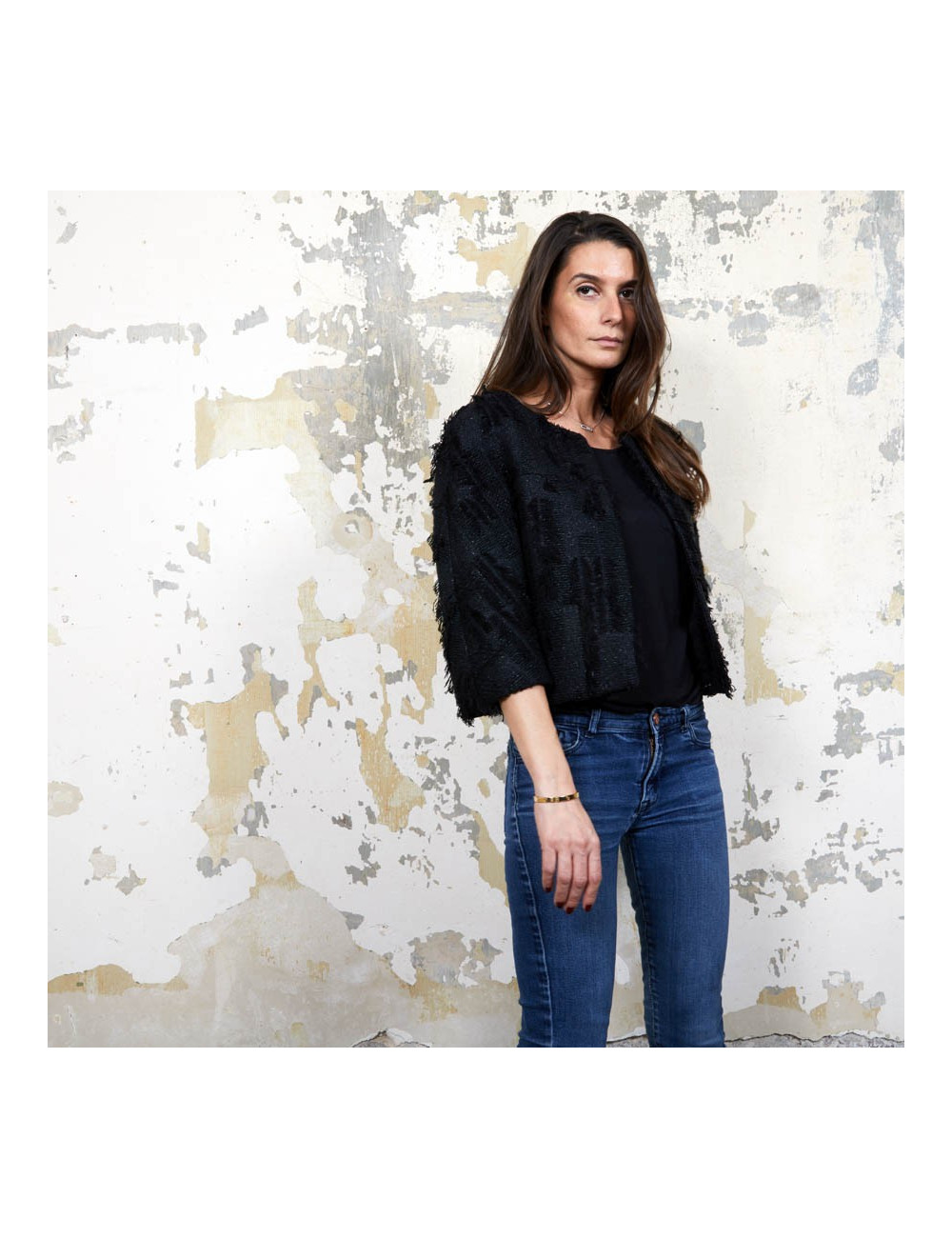 Veste courte T 38 CHANEL noir