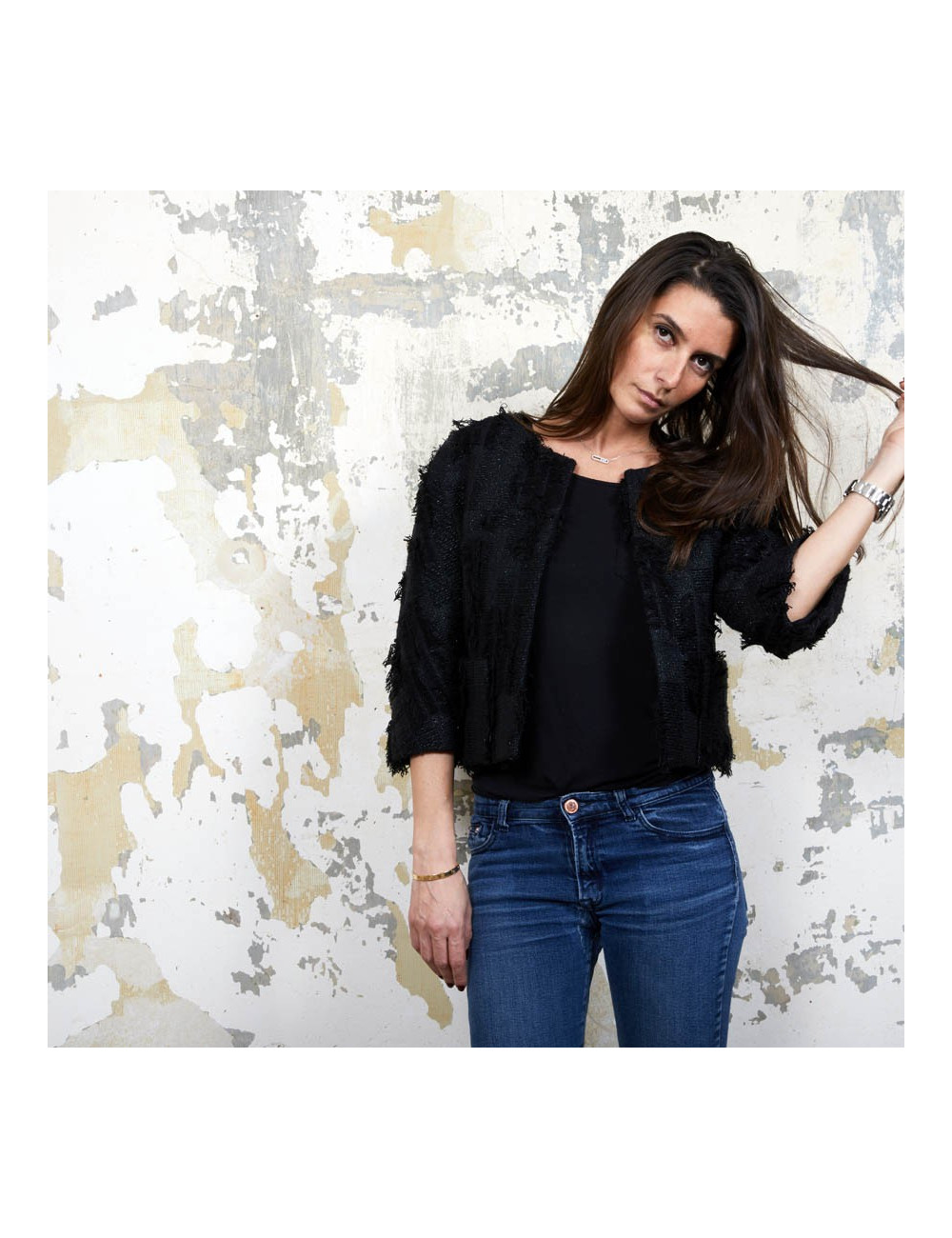 Veste courte T 38 CHANEL noir