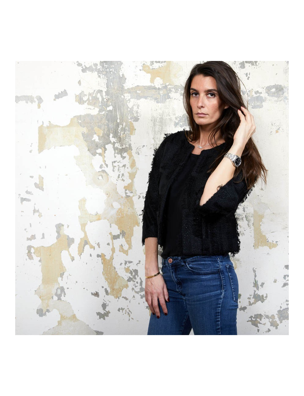 Veste courte T 38 CHANEL noir