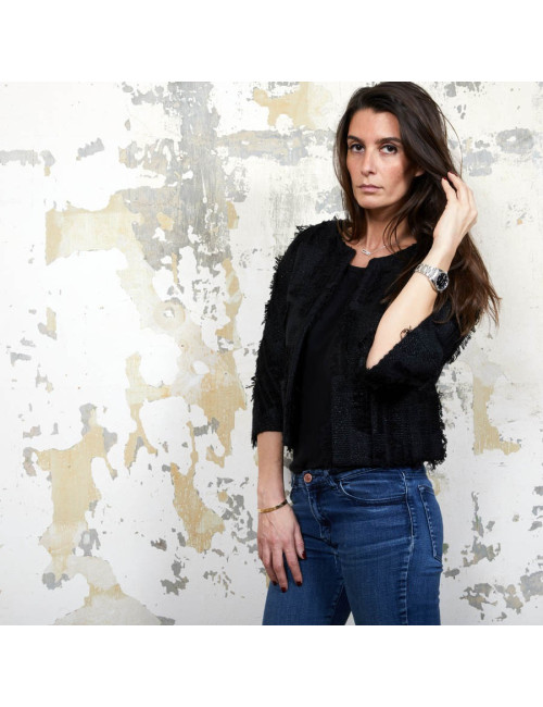 Veste courte T 38 CHANEL noir