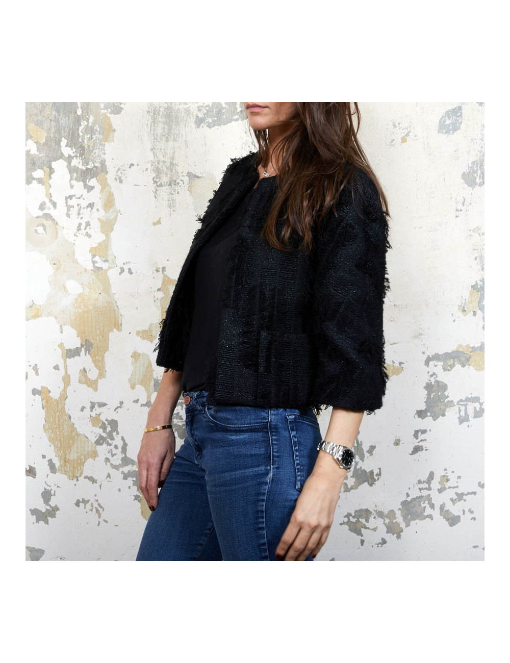 Veste courte T 38 CHANEL noir