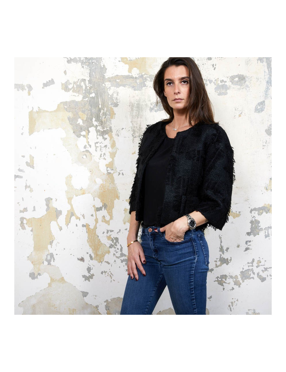 Veste courte T 38 CHANEL noir