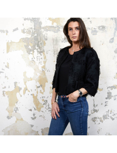 Veste courte T 38 CHANEL noir