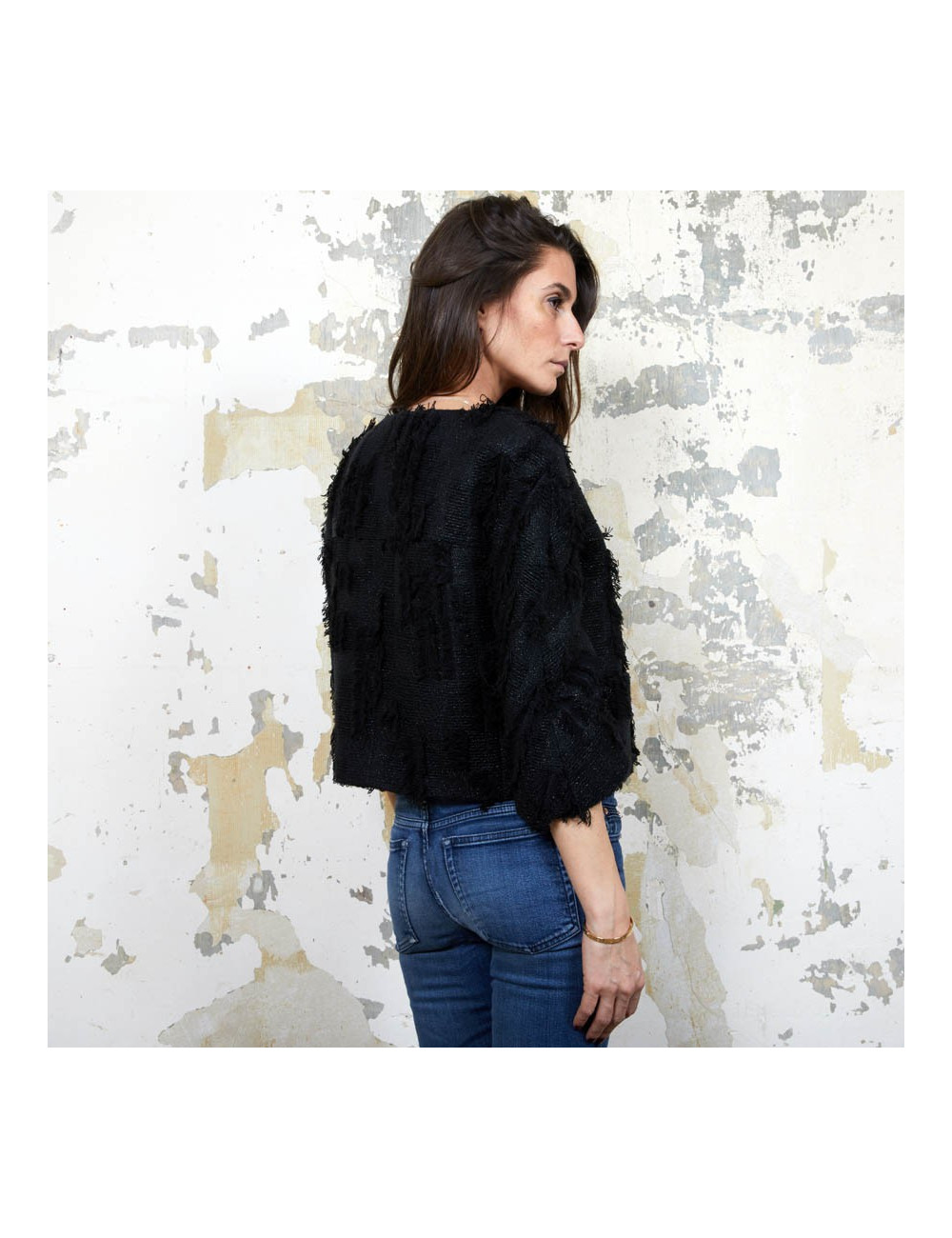 CHANEL short black jacket Size 38FR