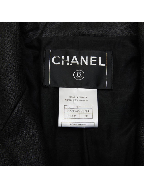 CHANEL dress jacket in black cotton and cashmere size 36FR
