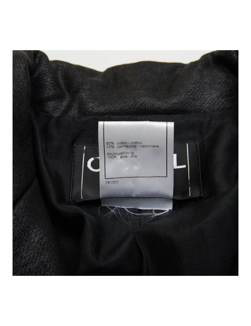 CHANEL dress jacket in black cotton and cashmere size 36FR