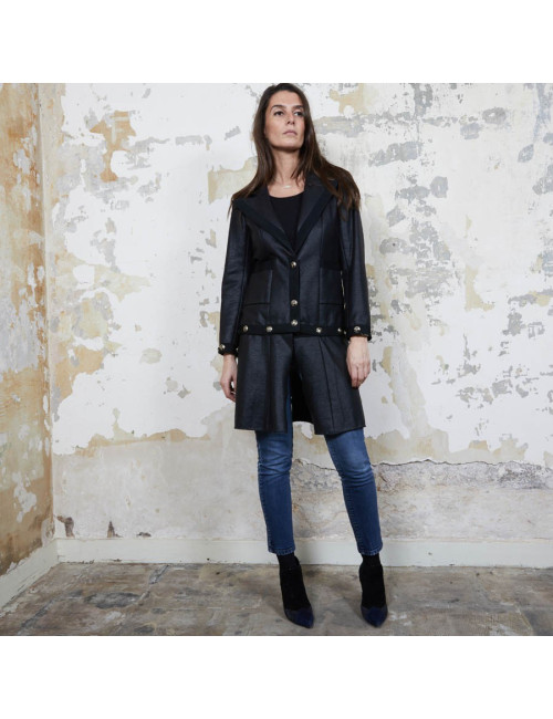 CHANEL dress jacket in black cotton and cashmere size 36FR