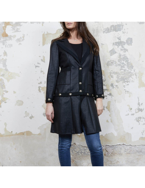 CHANEL dress jacket in black cotton and cashmere size 36FR