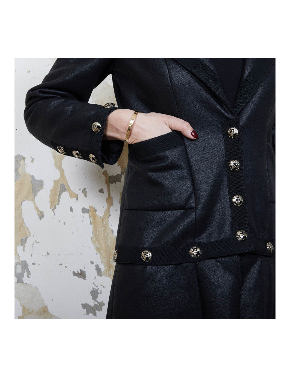 CHANEL dress jacket in black cotton and cashmere size 36FR