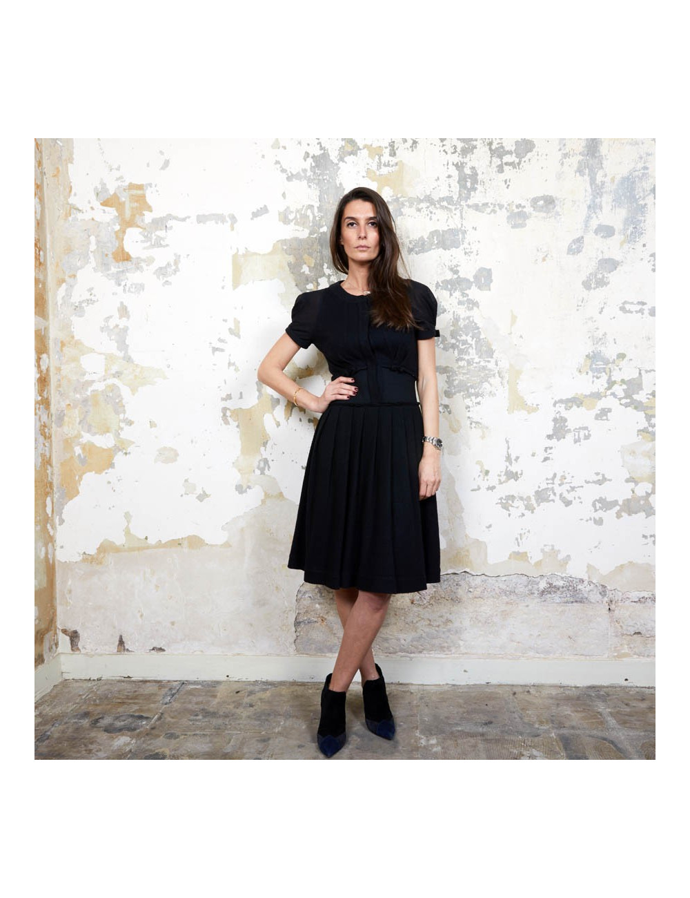 VIKTOR & ROLF T 40IT short sleeves dress in black wool