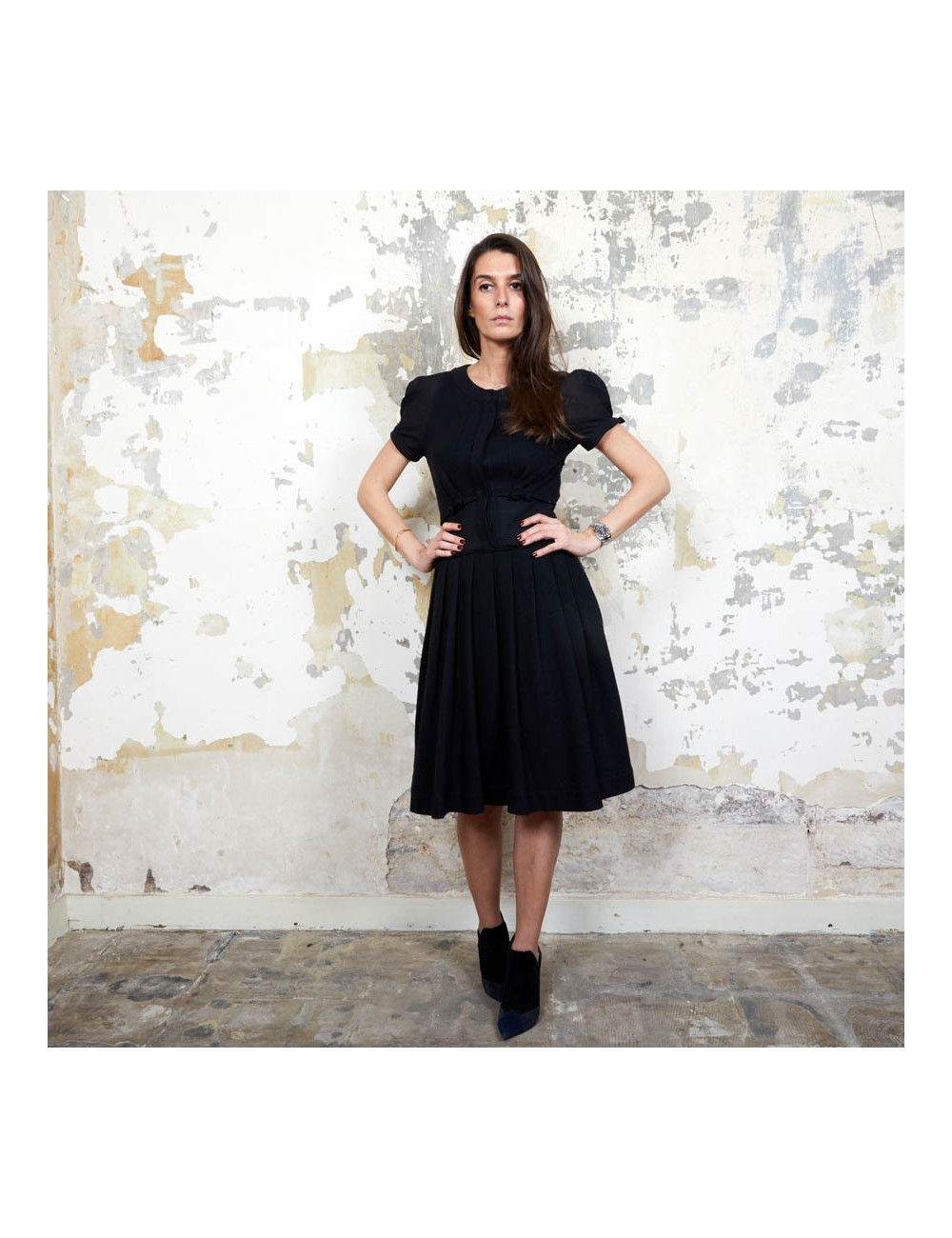 VIKTOR & ROLF T 40IT short sleeves dress in black wool