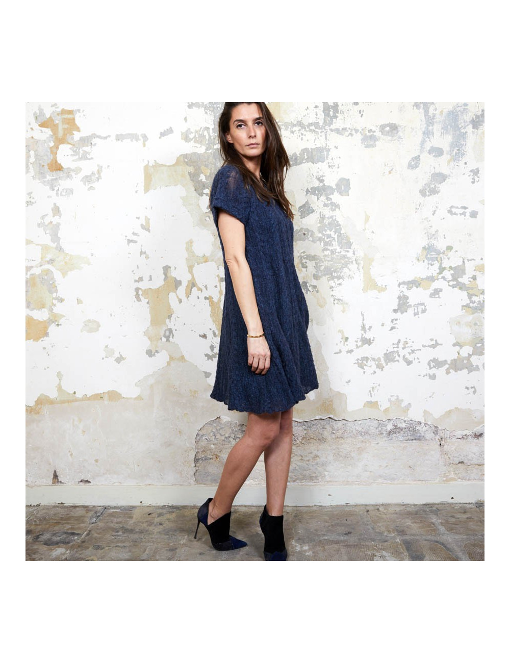 CHANEL blue alpaga knit dress size 36FR