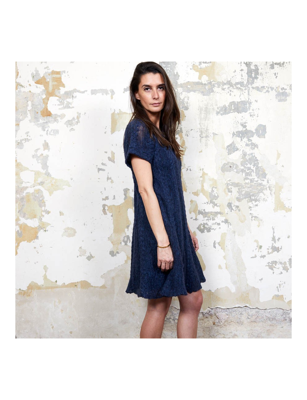 CHANEL blue alpaga knit dress size 36FR