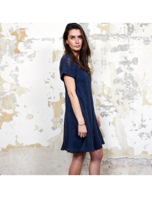 CHANEL blue alpaga knit dress size 36FR