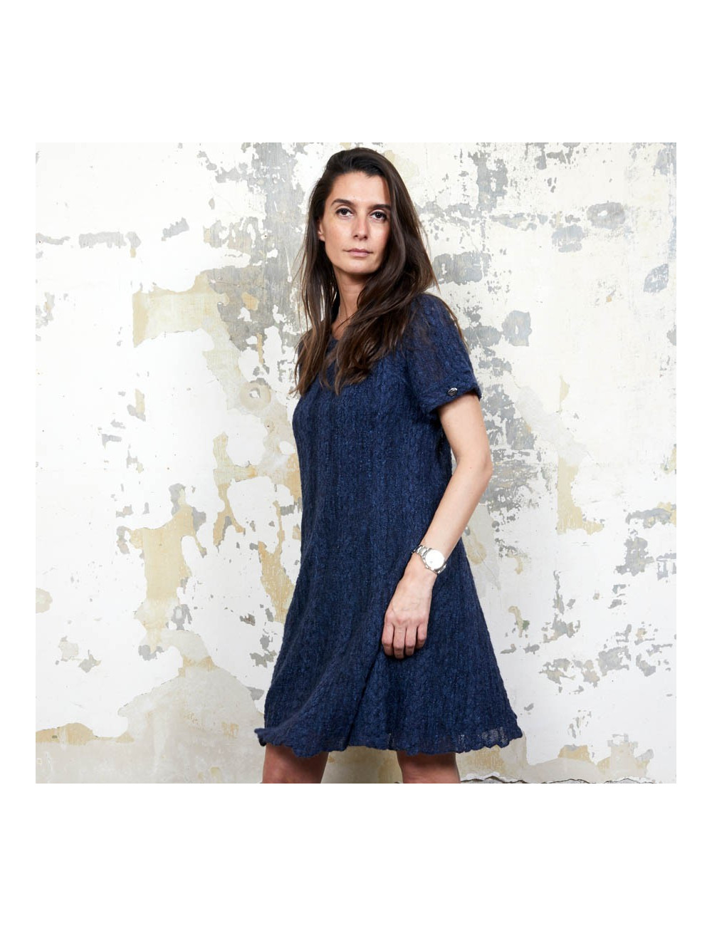 CHANEL blue alpaga knit dress size 36FR