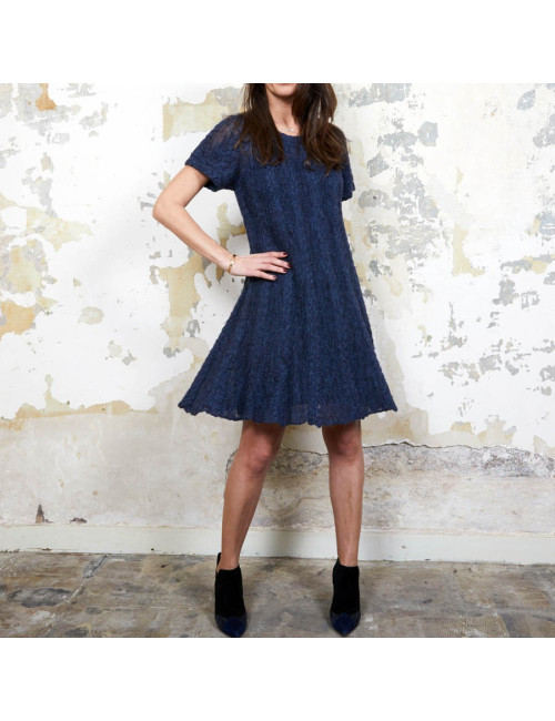 CHANEL blue alpaga knit dress size 36FR