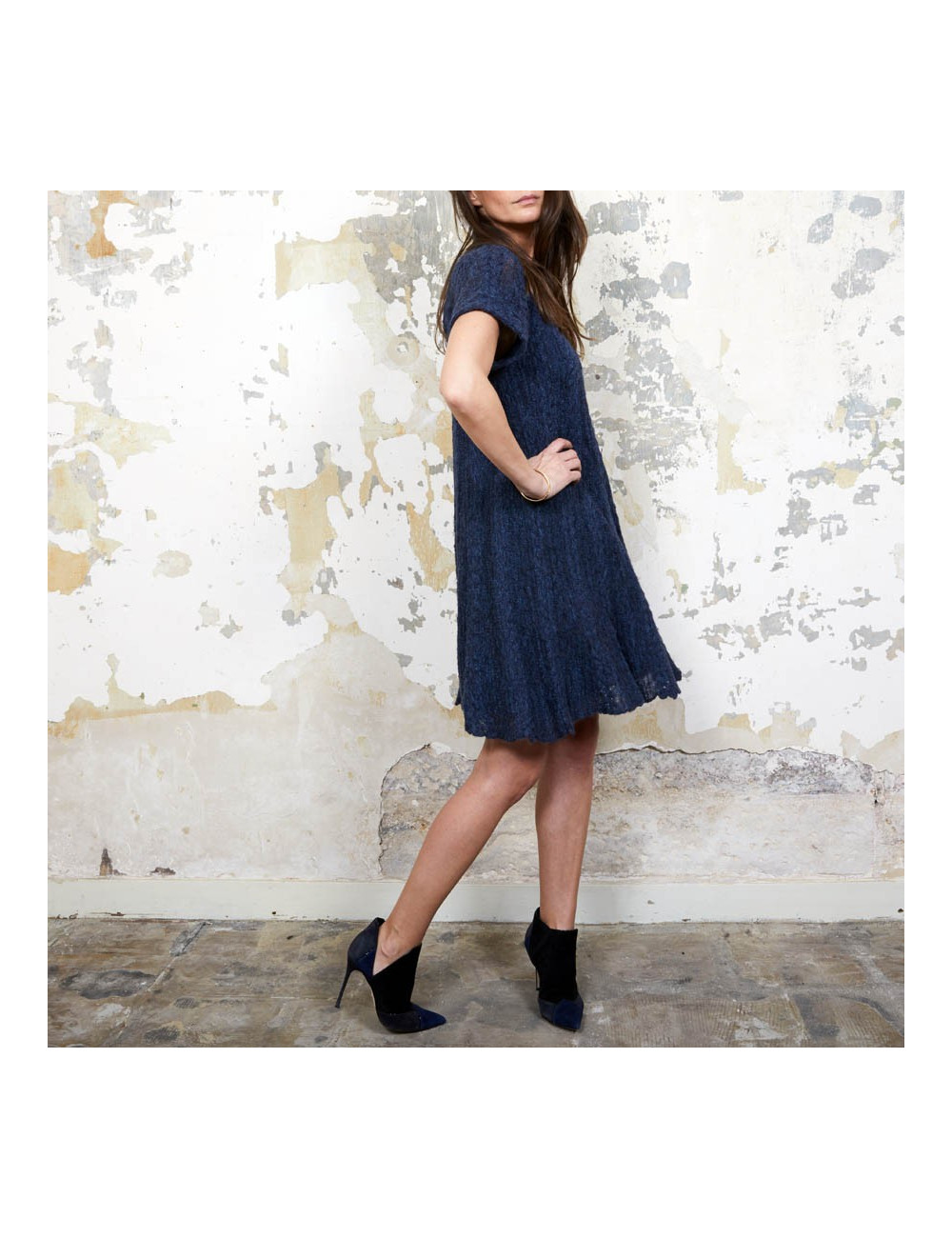 CHANEL blue alpaga knit dress size 36FR