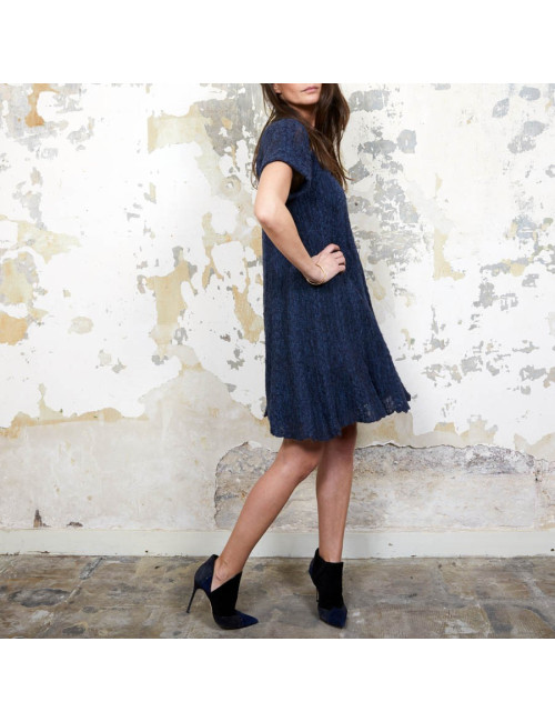 CHANEL blue alpaga knit dress size 36FR