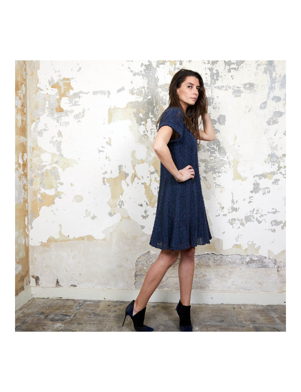 CHANEL blue alpaga knit dress size 36FR