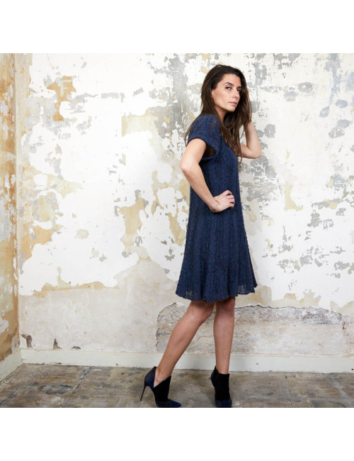 CHANEL blue alpaga knit dress size 36FR