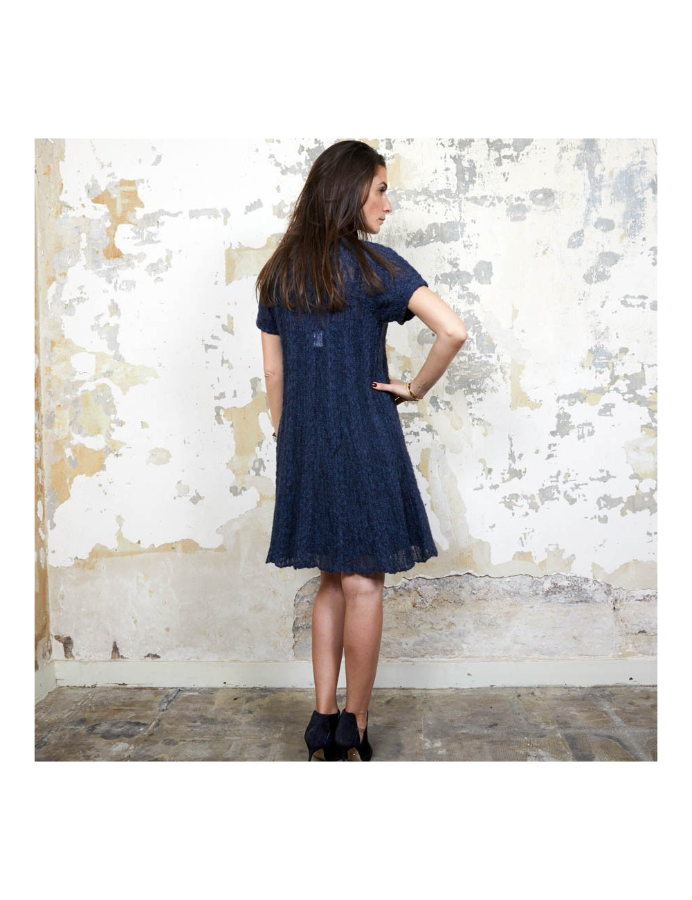 CHANEL blue alpaga knit dress size 36FR