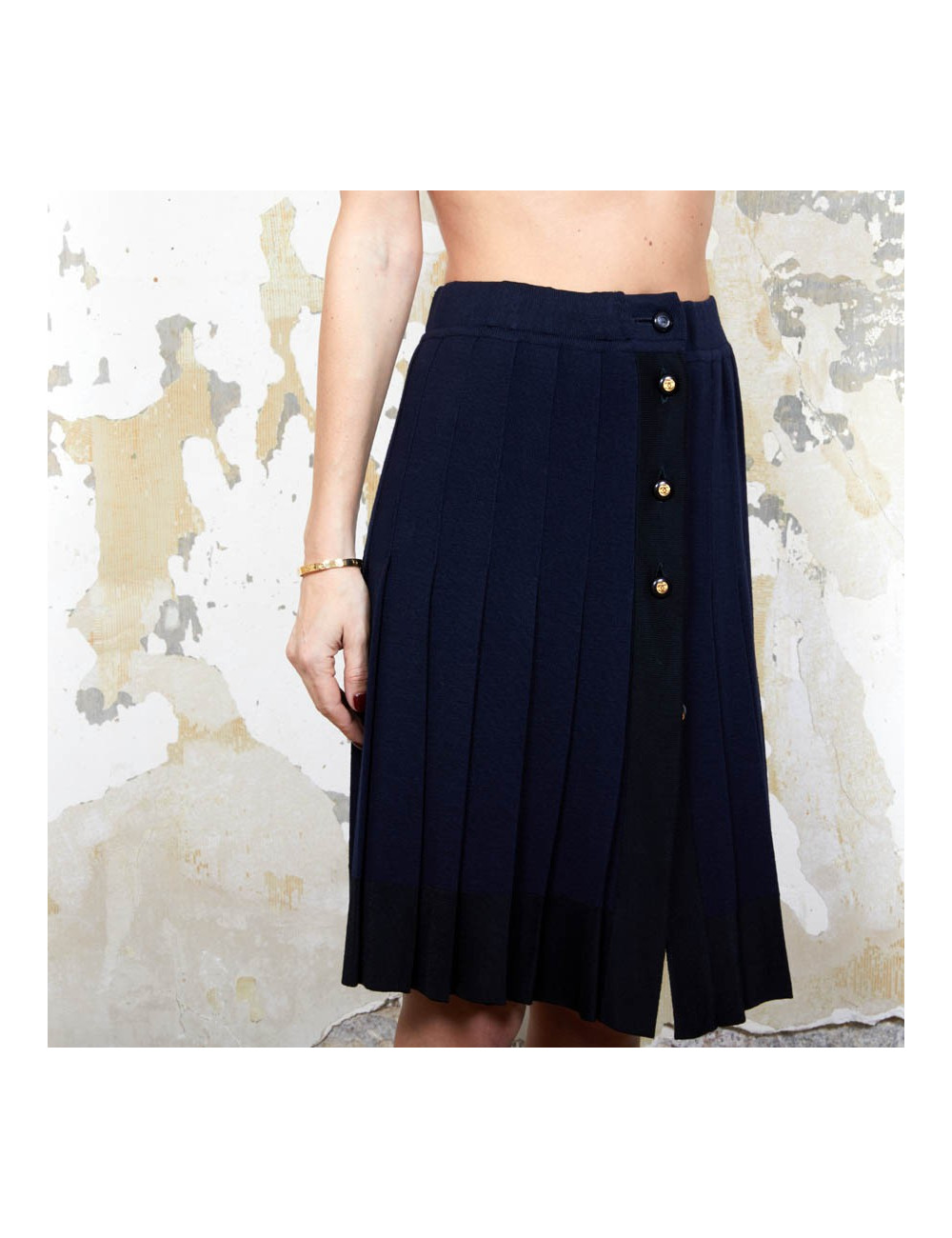 Jupe CHANEL T 36 en jersey bleu Vintage