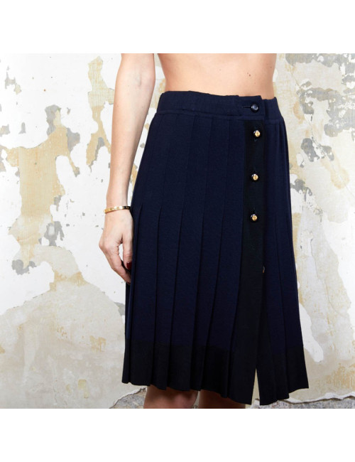 Jupe CHANEL T 36 en jersey bleu Vintage