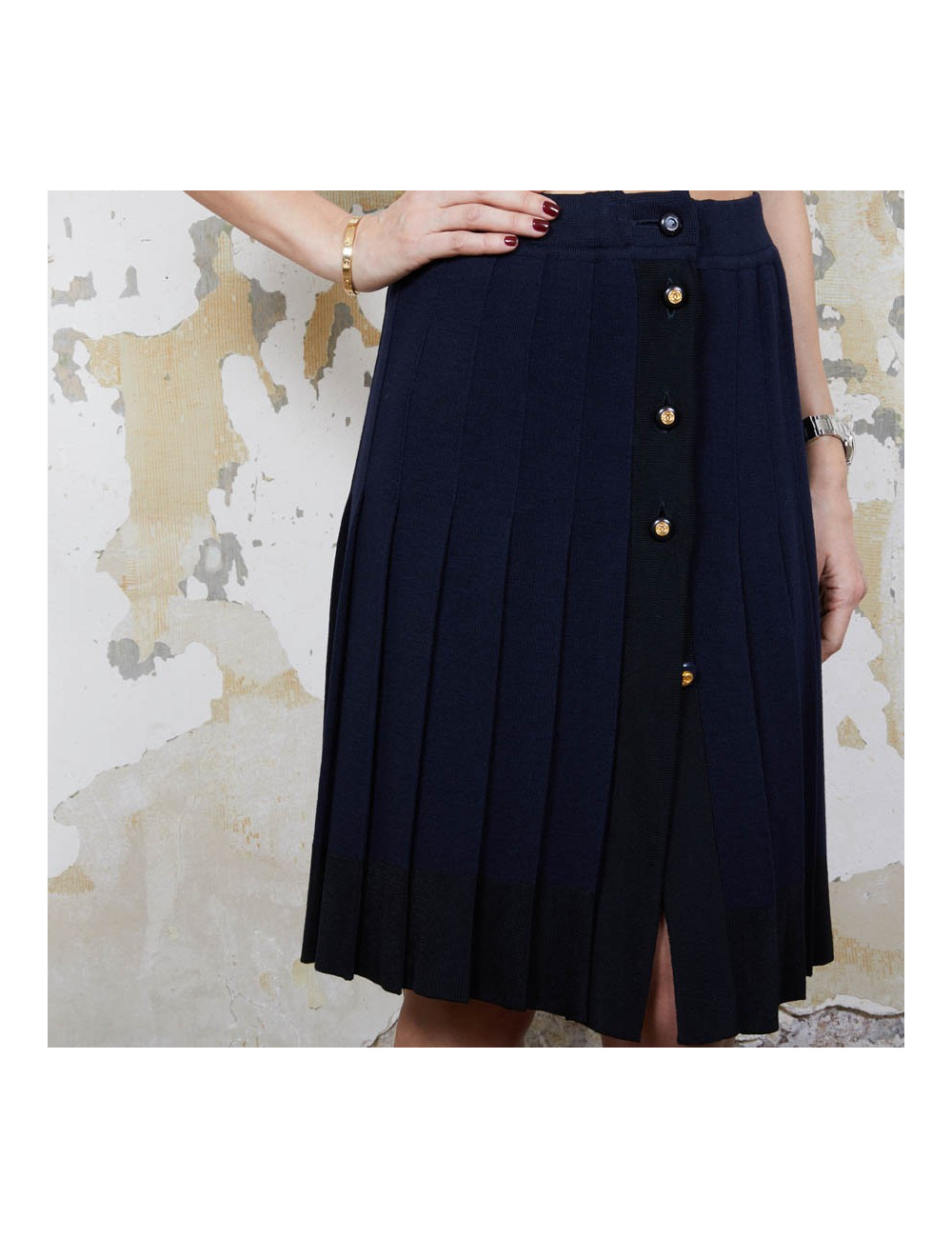 Jupe CHANEL T 36 en jersey bleu Vintage