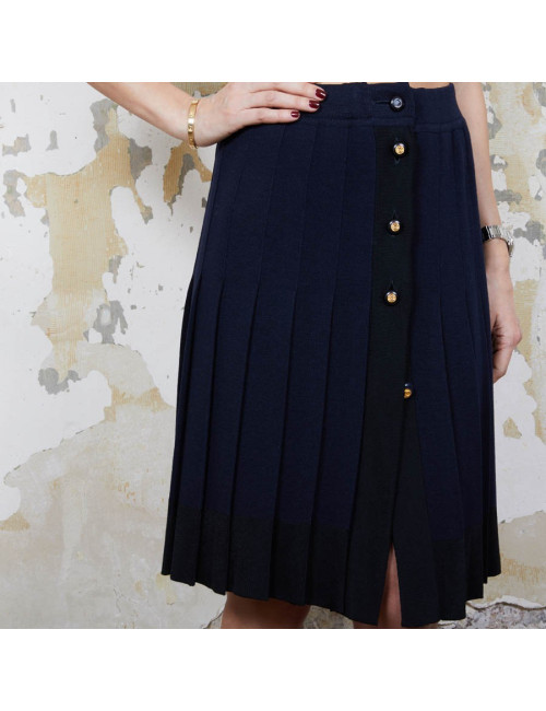 Jupe CHANEL T 36 en jersey bleu Vintage